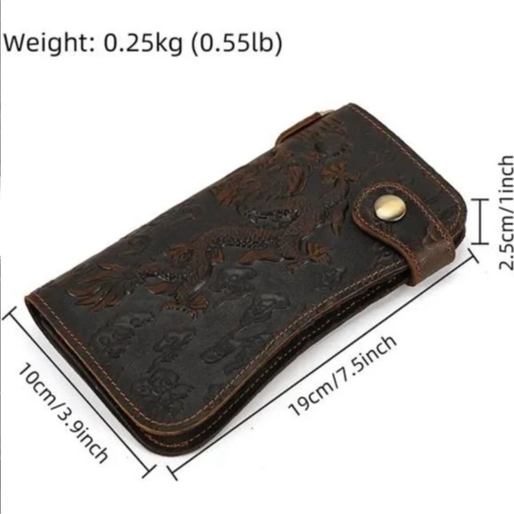 New Men's Genuine Leather Long Wallet Chain Wallet Card holder Wallet - Picture 3 of 8